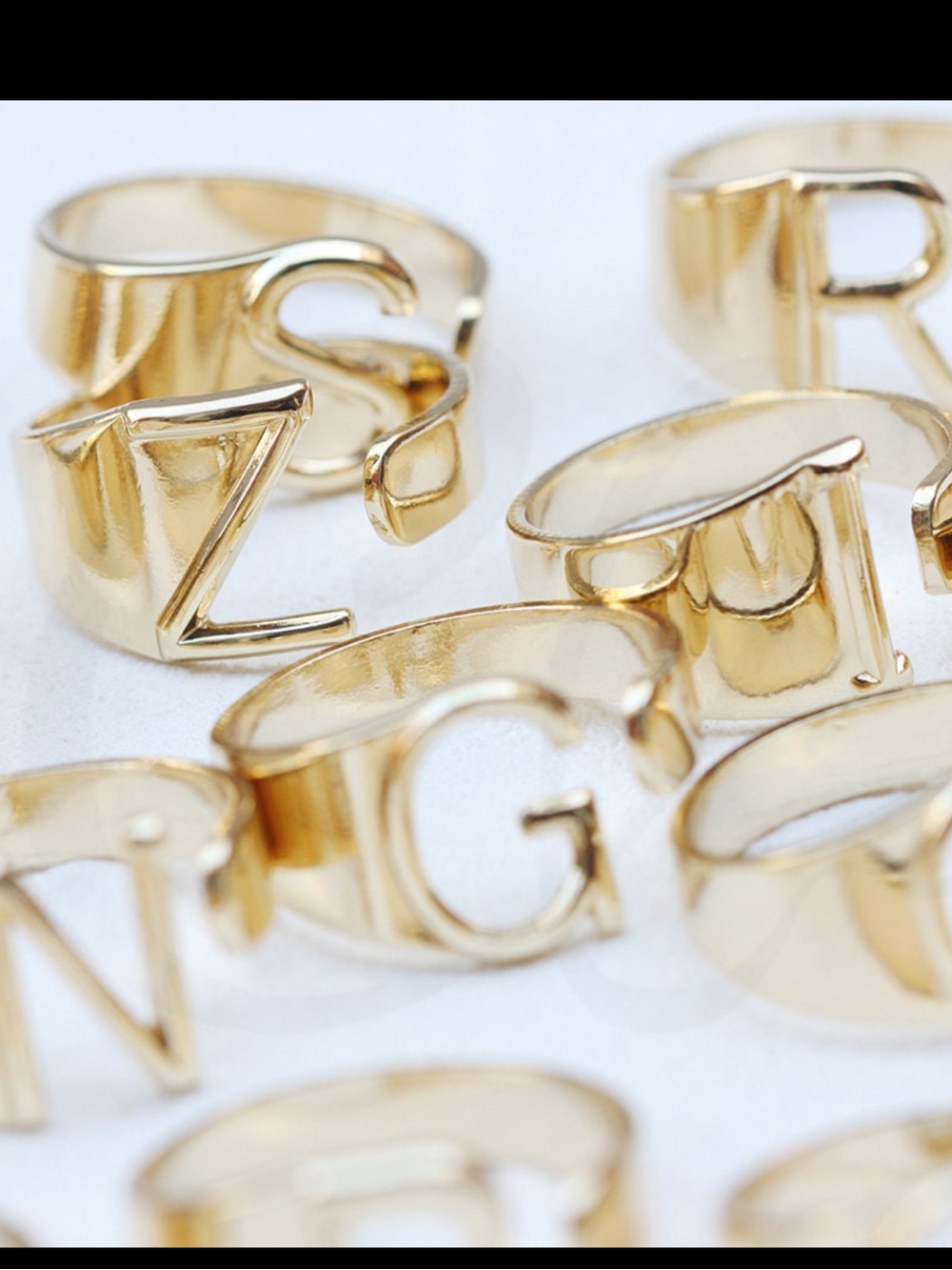Gold Plated Solid Brass Alphabet Finger Ring Base - Letter Finger Ring